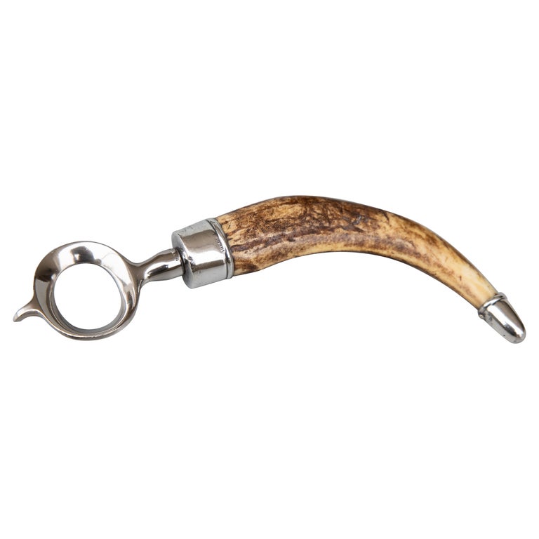 1920s Sterling Silver and Stag Antler Horn Handled Bottle Opener For