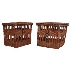 Vintage Pair of French Wicker Baskets