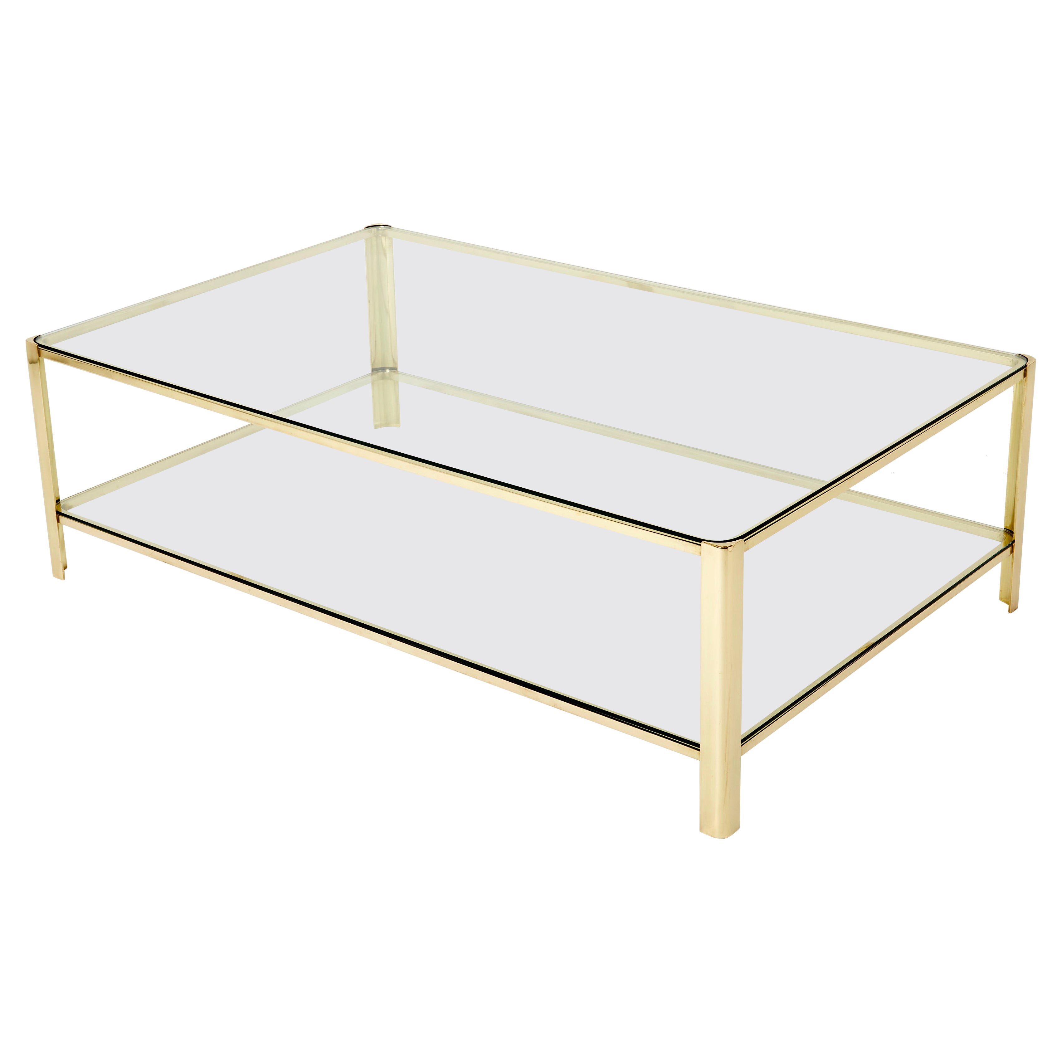 Large Two-Tier Bronze Coffee Table by J.T. Lepelletier for Broncz, 1960s
