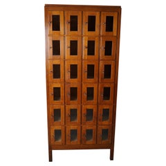 Used Dutch Oak Glass Door Locker Cabinet, 1930s