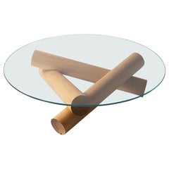 Bon Coffee Table from Ringvide, Pine Wood, Glass Top, Scandinavian