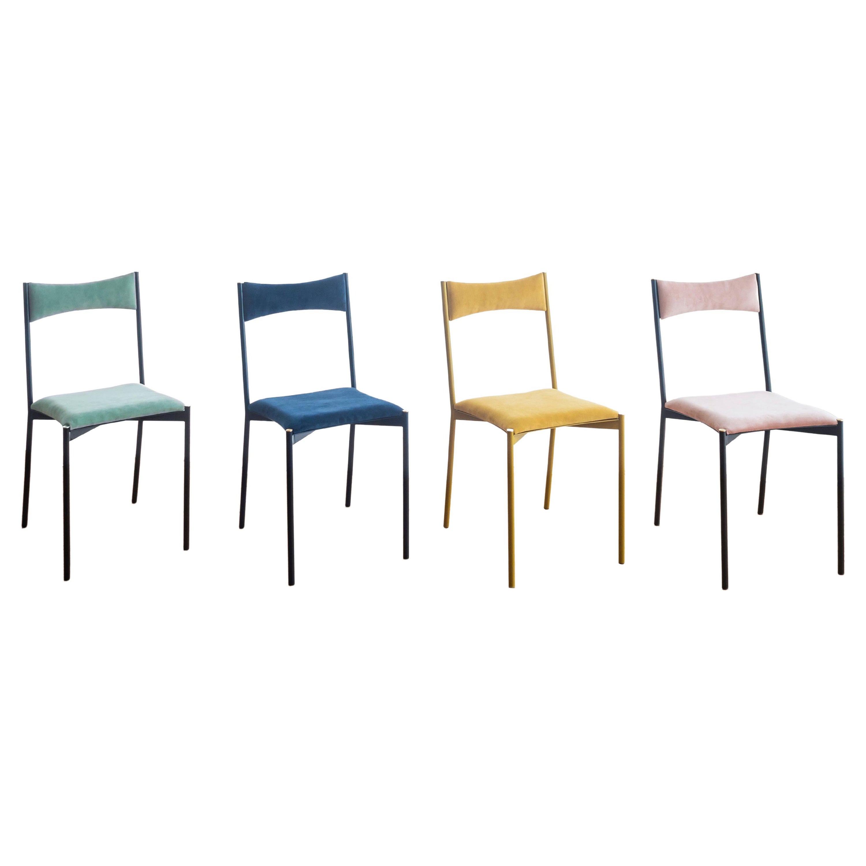 Set of 4 Tensa Chairs 'Green, Blue, Yellow, Pink' by Ries For Sale