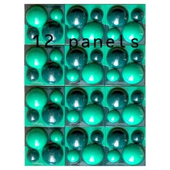 Set of 12 Wall Elements in Dark and Light Green by Verner Panton