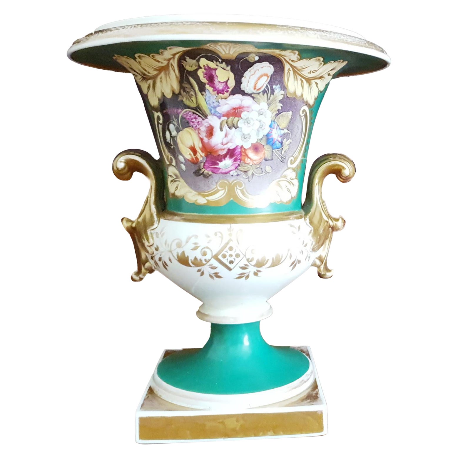 Coalport 19th Century Large Hand Painted Campana Vase Jardiniere For Sale