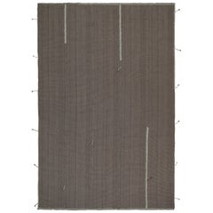 Rug & Kilim’s Contemporary Kilim in Gray with Sky Blue and Brown Accents