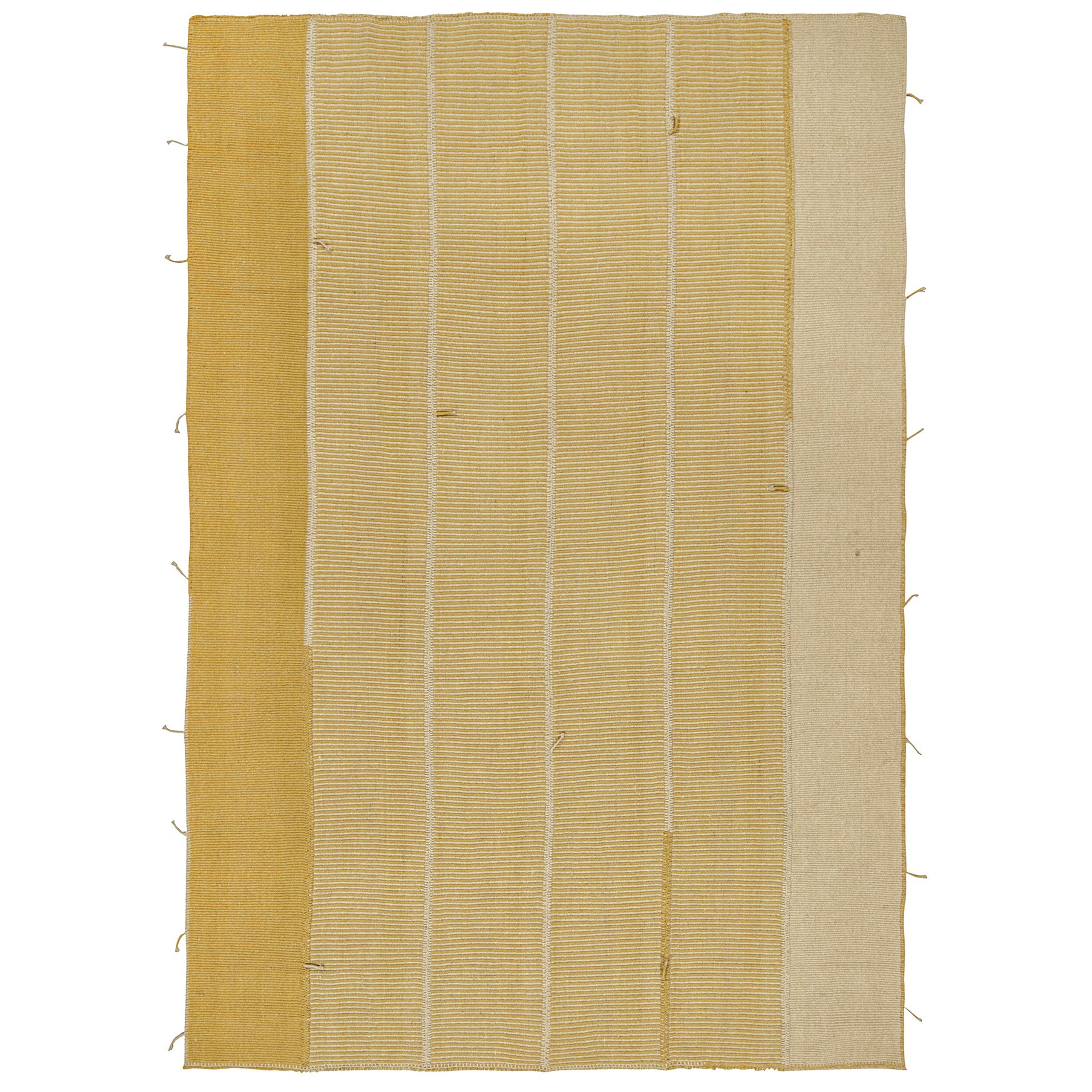 Rug & Kilim’s Contemporary Kilim Rug in Beige and Mustard Stripes For Sale