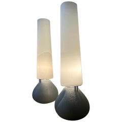 Mid-Century Modern Pair of Table Lamps with Glass Reflectors, Italy, 1980s