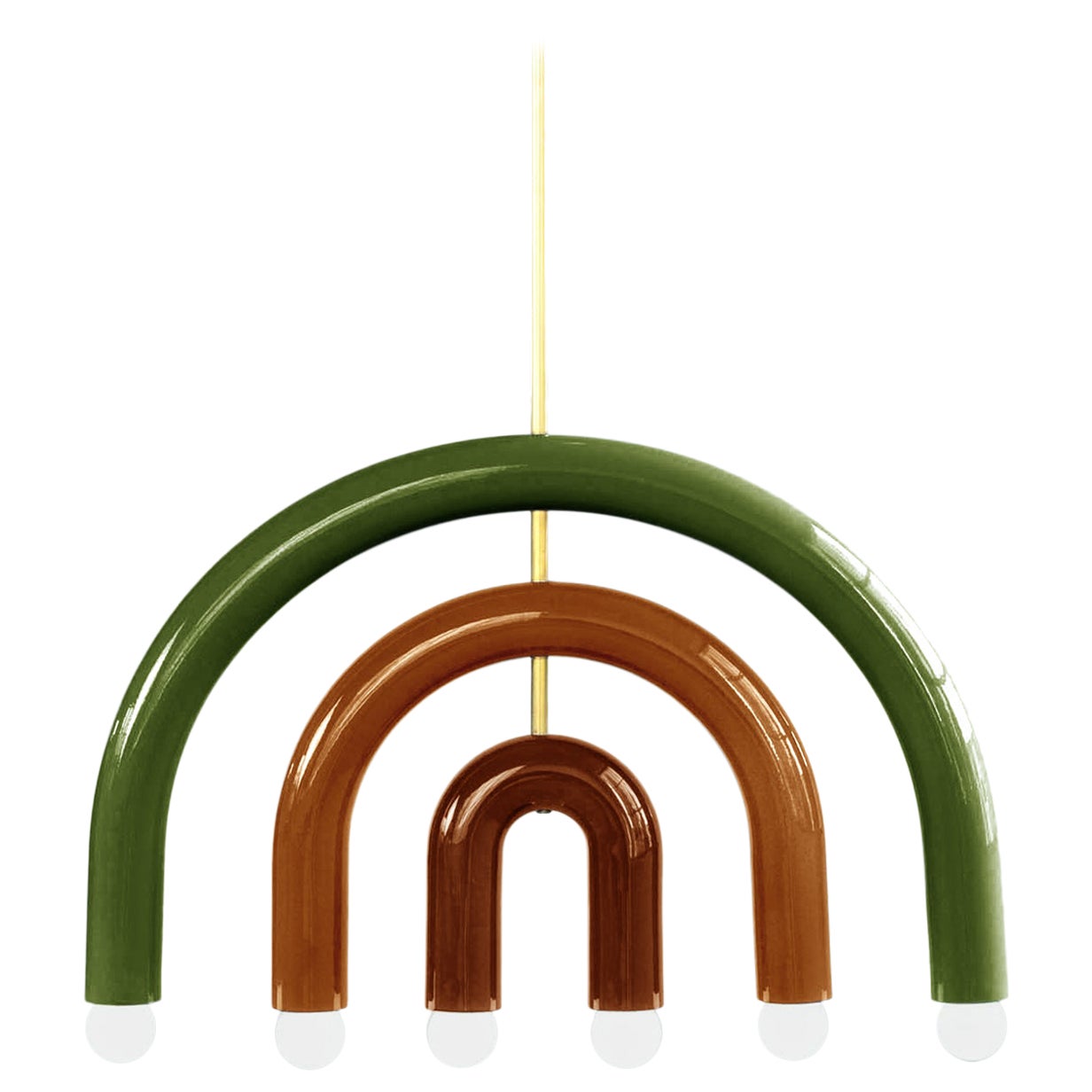 Ceramic Pendant Lamp 'TRN F1' by Pani Jurek, Green, Ochre & Brown