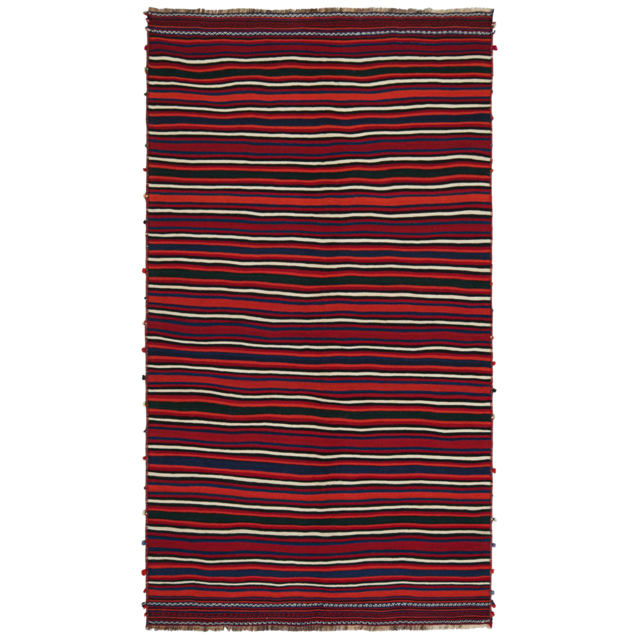 Vintage Persian Kilim with Burgundy Red and Navy Blue Stripes