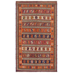 Qashqai Persischer Kelim in Orange mit geometrischen Mustern von Rug & Kilim, Vintage