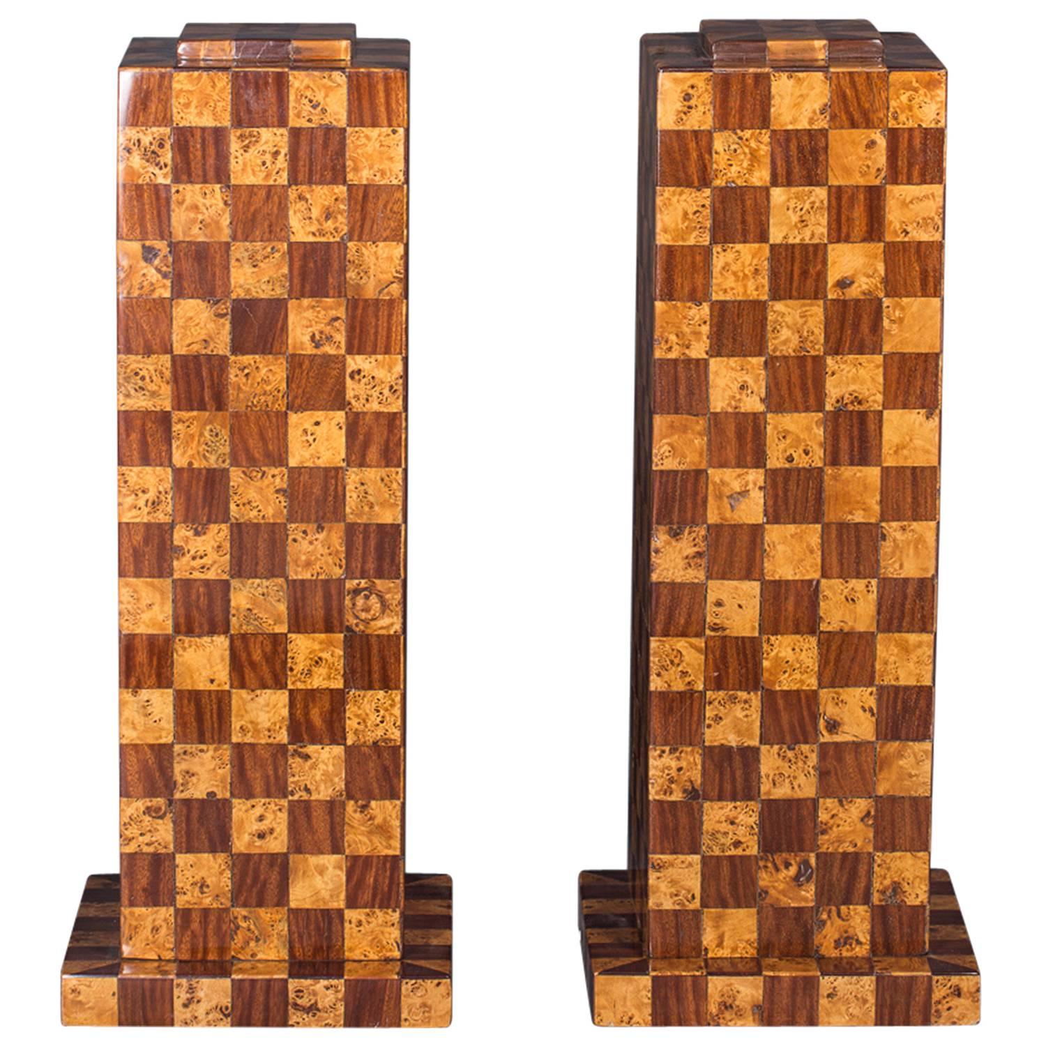 Pair of Italian Checker Pedestals