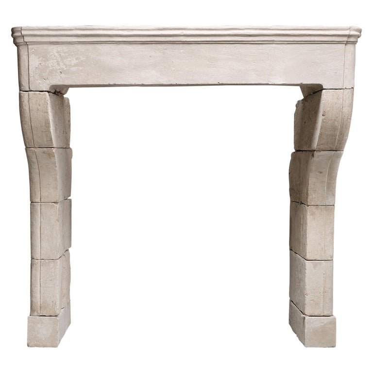 Antique French Fireplace Countryside Limestone For Sale at 1stDibs
