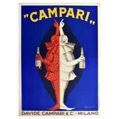 Affiche publicitaire originale vintage pour les boissons Campari Milano Cappiello Alcohol Italie