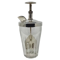 Estate Art Deco Silver-Plate & Cut Crystal Rapid Mixer Cocktail Shaker Ca 1930s