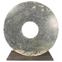 Chinese Large Round Jade Bi Disc, Beautiful Starry Night Colors