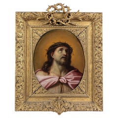 Italian 17th Century Oil on Canvas Head of Christ Crowned with Thorns, Mignard