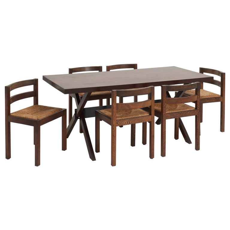 Table et chaises de salle à manger en wengé du milieu du siècle En