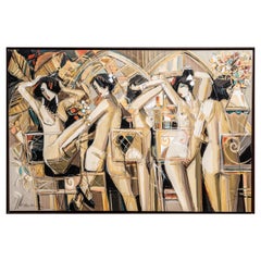 Signed Isaac Maimon Large Oil on Canvas Painting