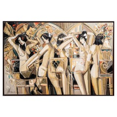 Signé Isaac Maimon Grande peinture à l'huile sur toile 