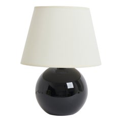 Art Deco Black Glass Table Lamp by Jacques Adnet