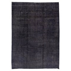 Retro Handmade Overdyed Turkish Wool Rug with Gray/Charcoal Color Field