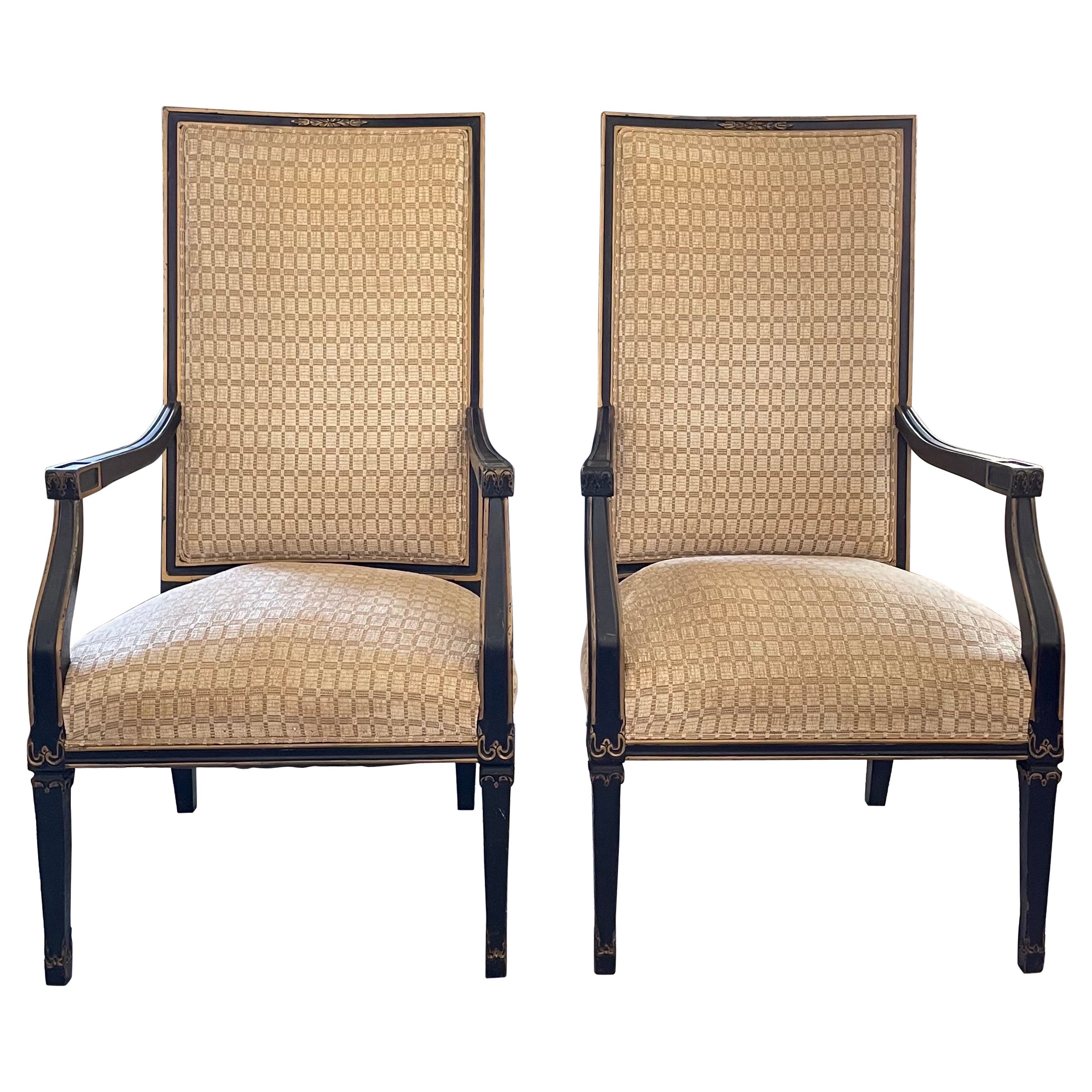 Louis XVI Style Arm Chairs Maison Jansen Style, a Pair For Sale