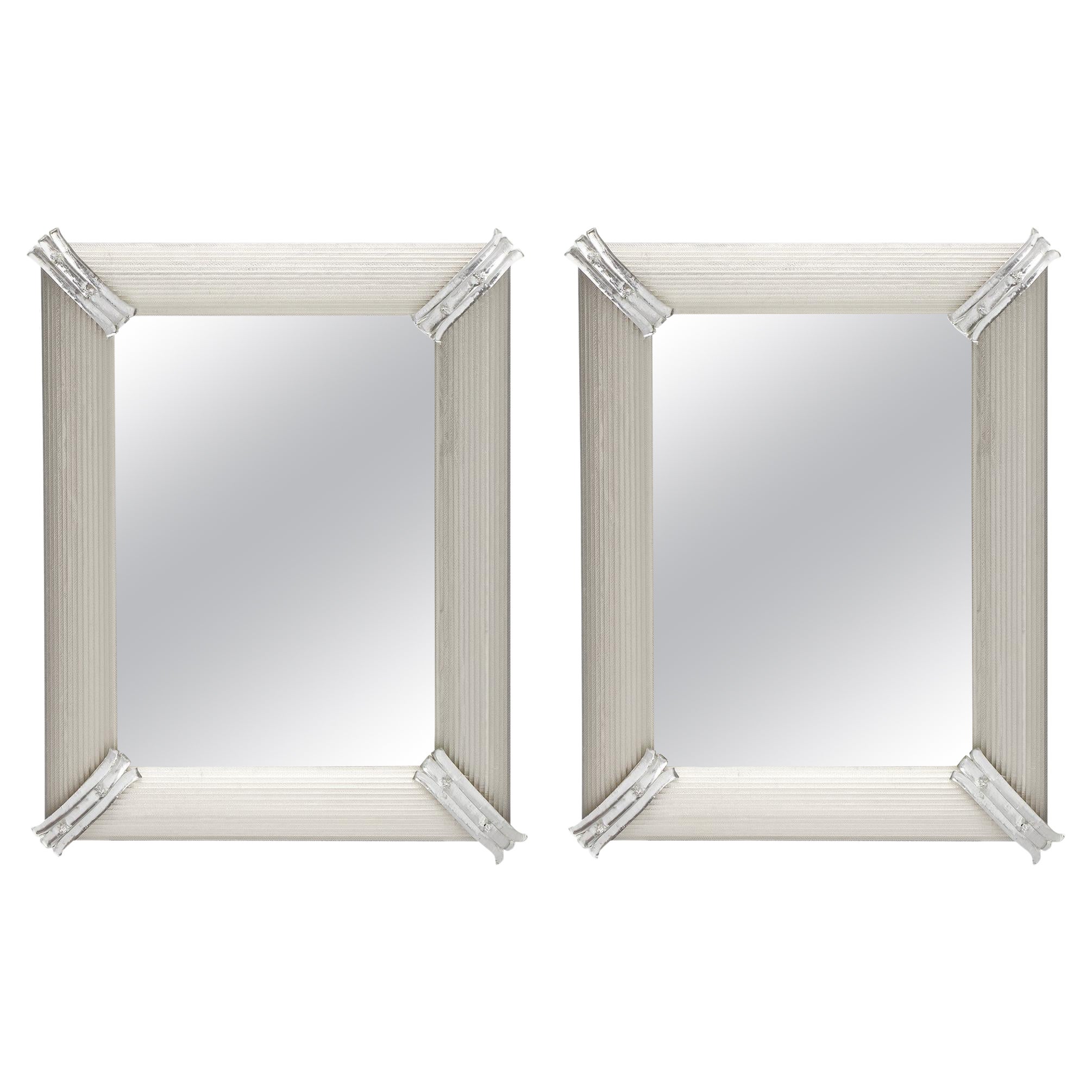 Pair of Rigadin Silver Murano Glass Mirrors