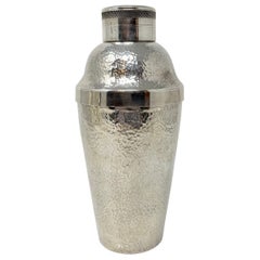 Antique Hallmarked Heavy Sterling Silver Hammered Cocktail Shaker, circa 1900s