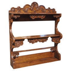 Charming French Carved Oak Etagere Wall Shelf, circa 1850