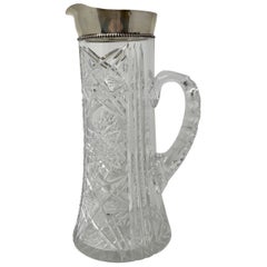 Antique American Gorham Sterling Silver & Cut Crystal Water Pitcher, circa 1890