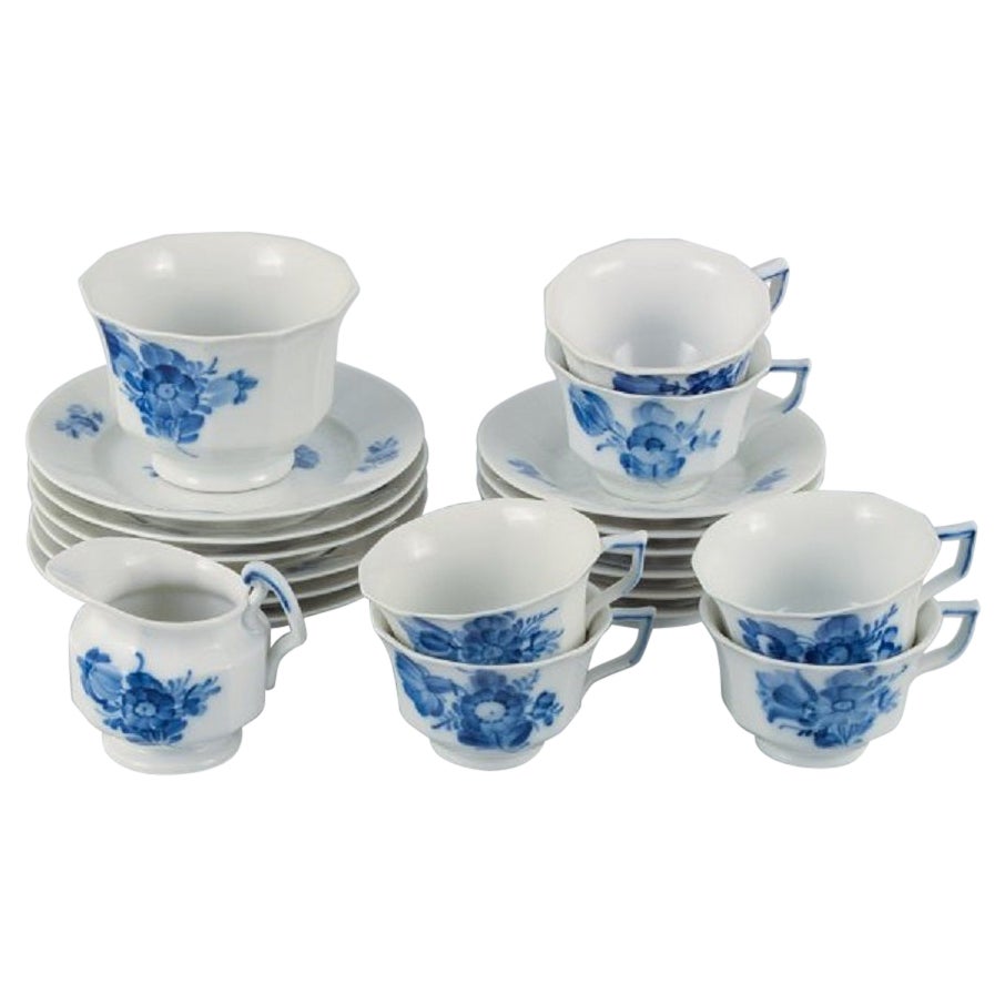 Royal Copenhagen, Blue Flower Angular, Coffee Service for Six People For Sale