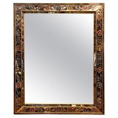 Grand miroir français à motifs floraux