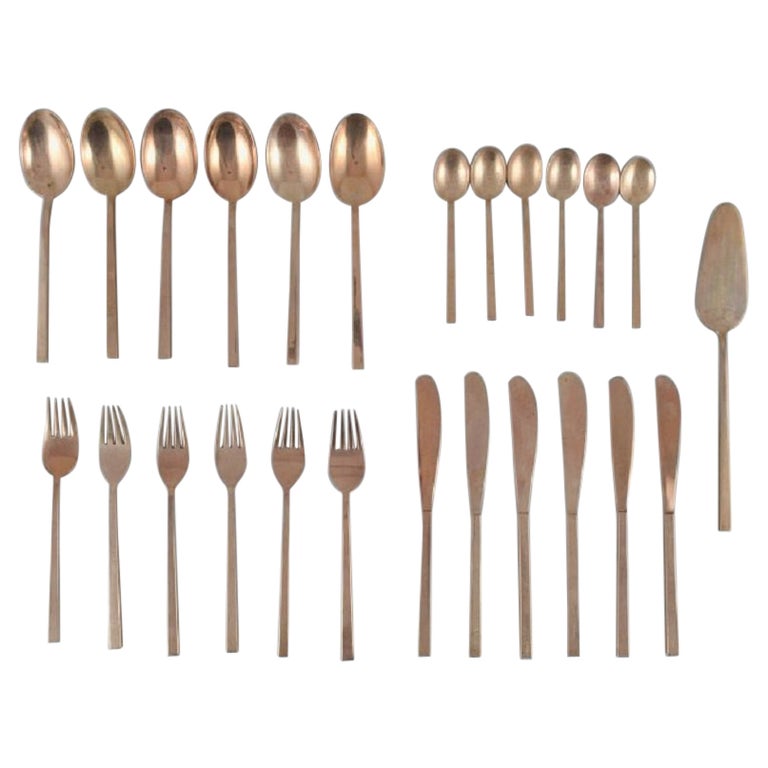 Sigvard Bernadotte 'Scanline' Brass Cutlery, Complete Dinner Service
