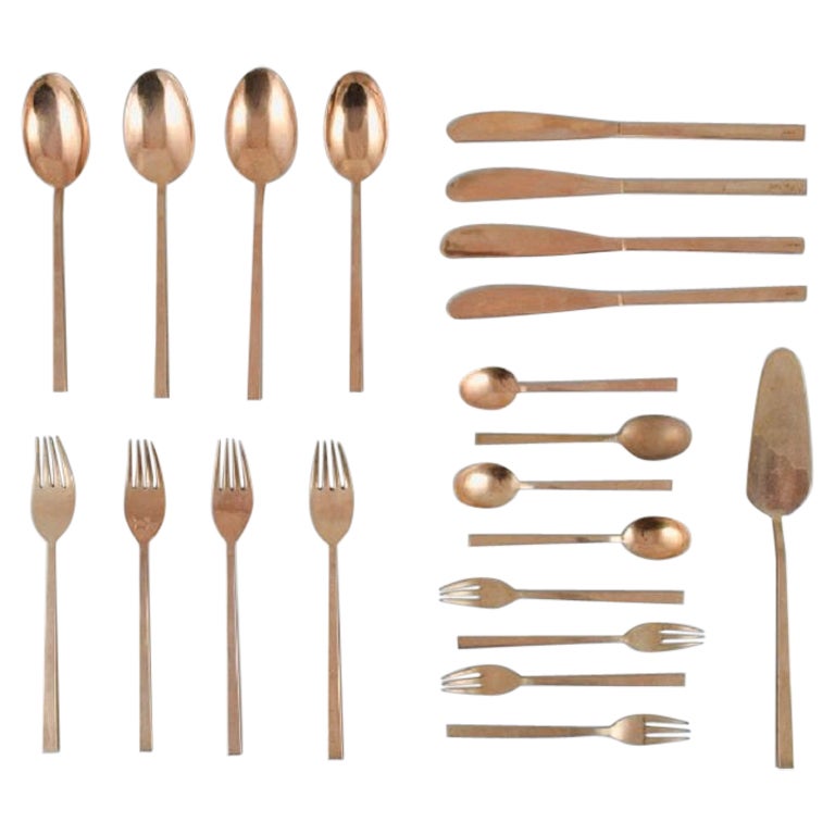 Sigvard Bernadotte 'Scanline' Brass Cutlery, Complete Dinner Service for 4 P