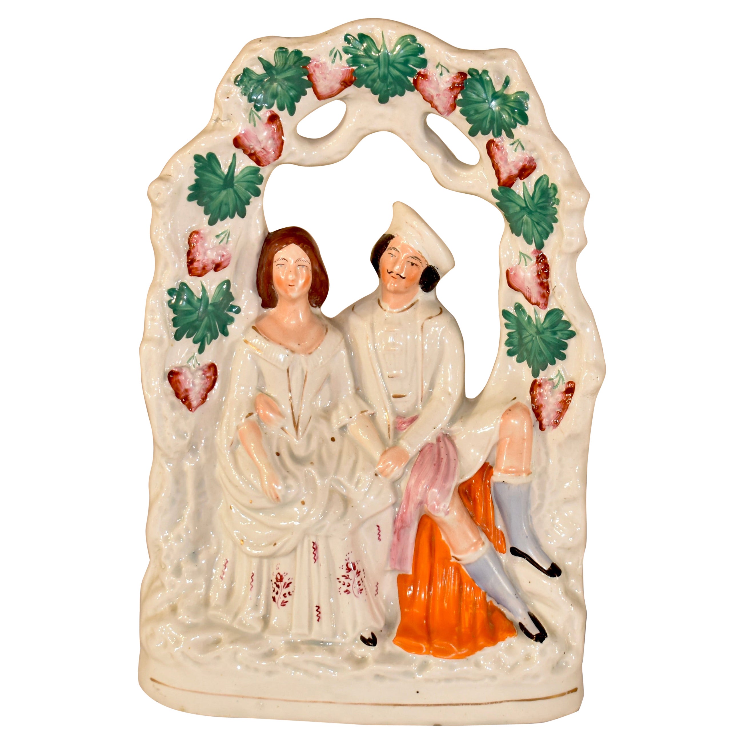 19th Century Staffordshire Figures Under an Arbor For Sale