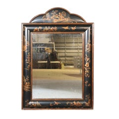Vintage Oriental Chinoiserie Style Ebonized Wall Hanging Mirror by Baker