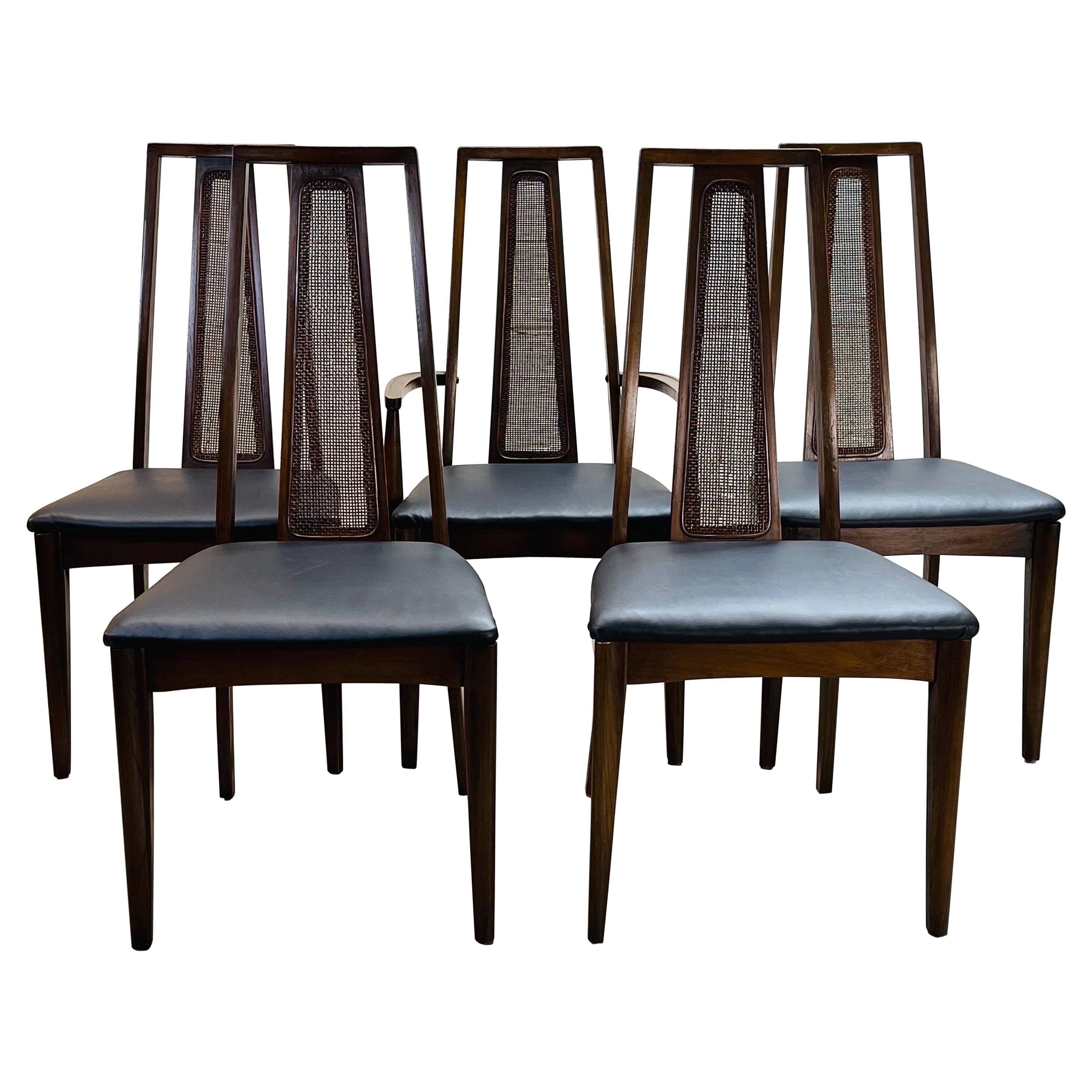 1960s Cane Back Dining Room Chairs, Set of 5 For Sale