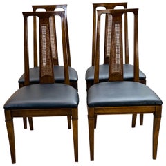 1960s Mahogany and Cane Back Dining Room Chairs, Set of 4