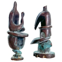Pareja de esculturas abstractas de bronce