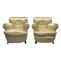 Vintage 1940s French Lounge Chairs Pair 