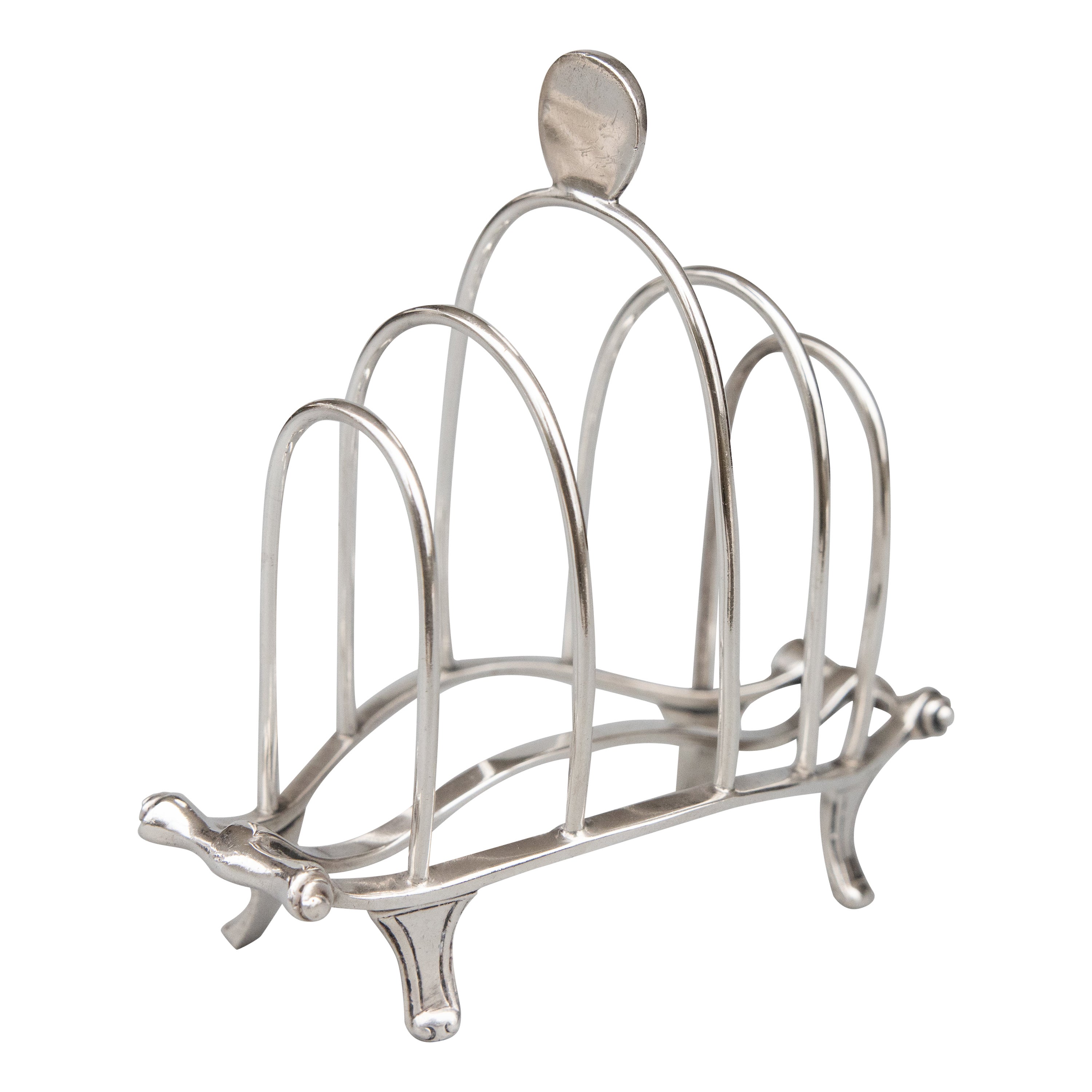 Art Deco English Sterling Silver Toast Rack, Dated 1924 For Sale