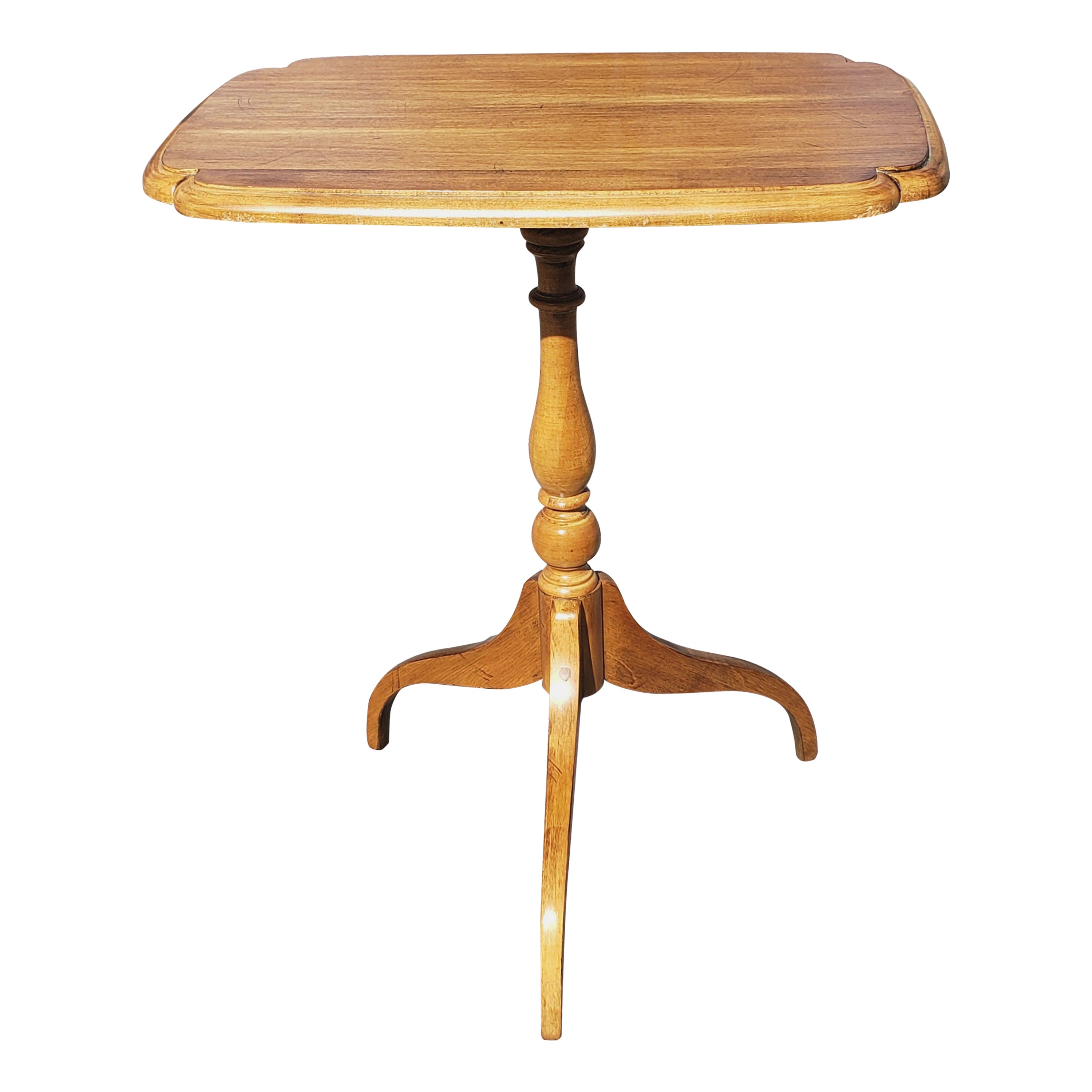 Vintage Ethan Allen Tall Solid Maple One Drawer Two Tier Side Tables, a Pair at 1stDibs