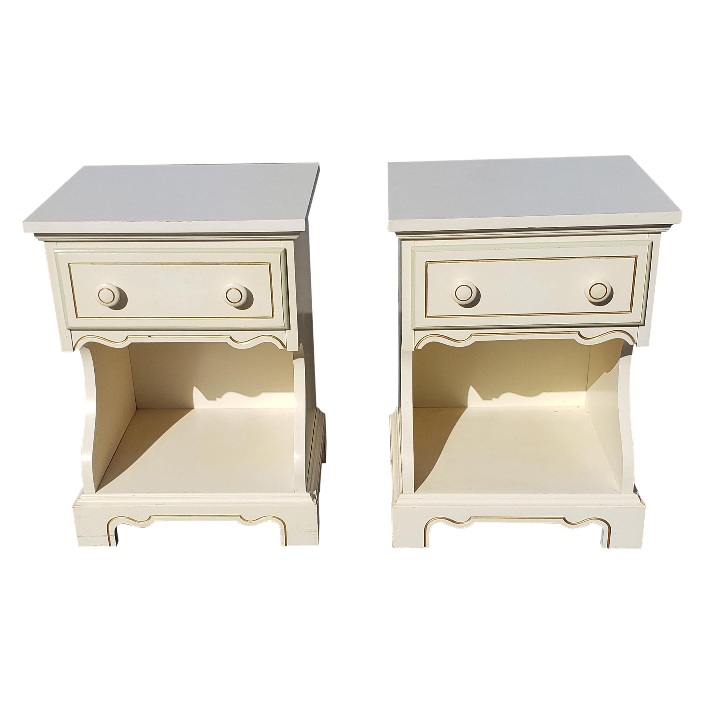 Pair of Midcentury Dixie Furniture Single Drawer Side Tables