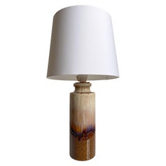 Vintage Earthcolored Running Glaze Ceramic Table Lamp, 1960s