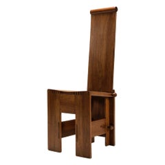 Vintage Highback Dining Chair in Walnut by Giuseppe Rivadossi, Italy, 1970s