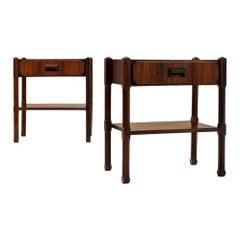 Italian Nightstands in Rosewood in the Manner of Ico Parisi, Italy, 1950s