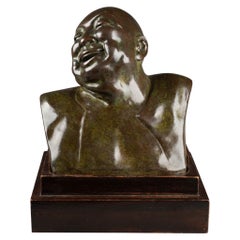 Gaston Hauchecorne: Rare Bronze Sculpture of a Laughing Monk