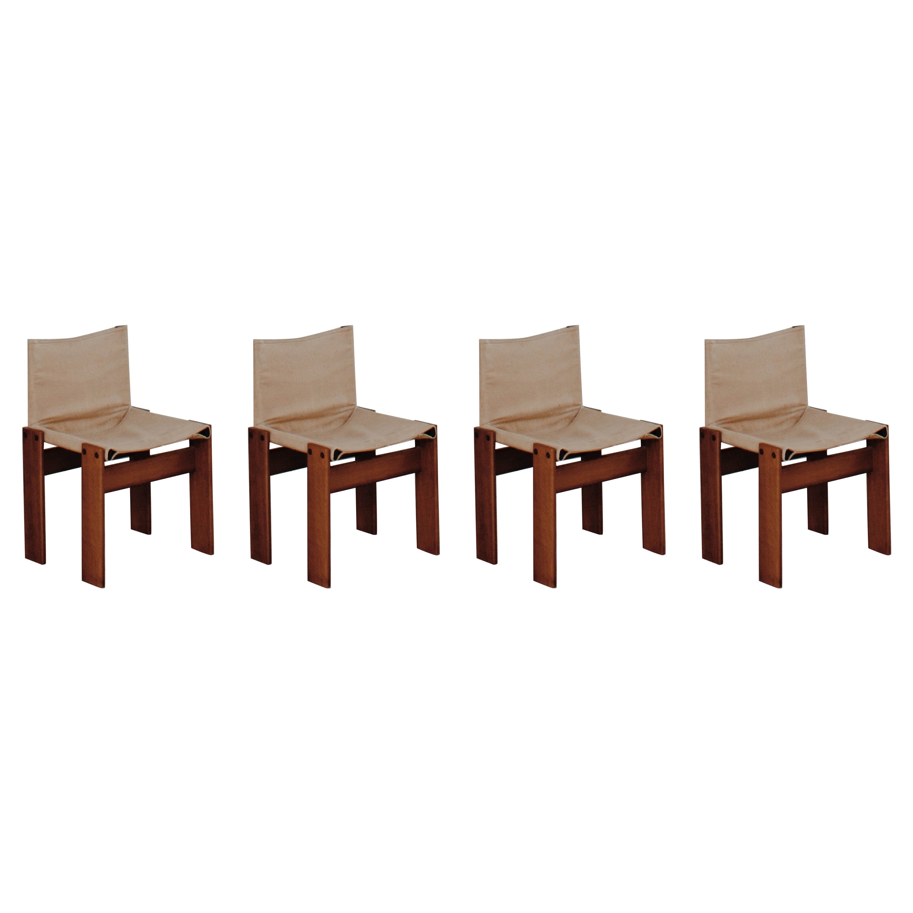 Afra & Tobia Scarpa "Monk" Chairs for Molteni, 1974, Set of 4