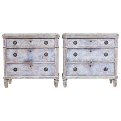 Pair of 19th Century Painted Pine Swedish Commodes