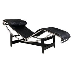 Used Italian Modern LC4 chaise lounge, Le Corbusier Jeanneret Perriand, Cassina 1970s